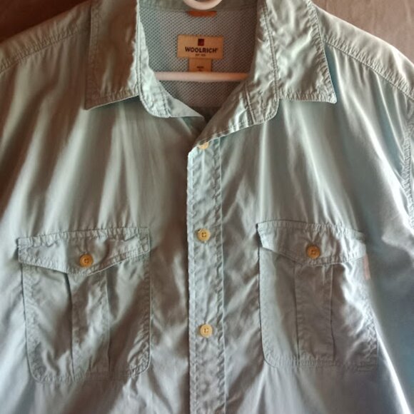 Woolrich Button Down Shirt Men's XL Aqua True Blue Casual Short Sleeve Outdoor - Picture 2 of 9